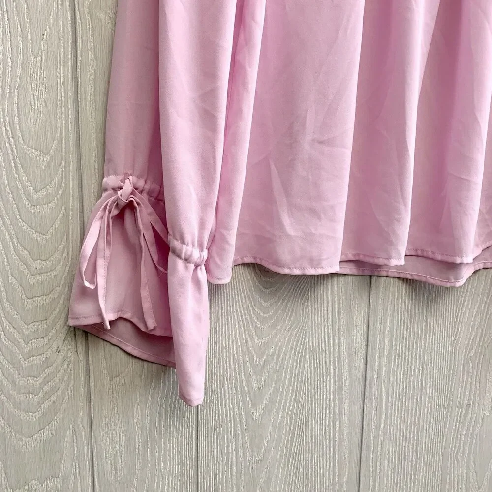 J. Crew Pink Tie Sleeve Pleated Blouse Size Small NWT